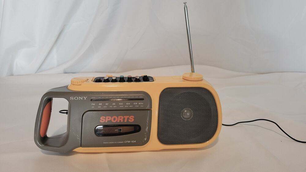 Sony CFM-104 Sports AM/FM Cassette Radio Boombox w/ Power Adapter Parts Repair